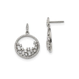 Sterling Silver Dangle Earrings with Cubic Zirconia, Open Circle Wave Design