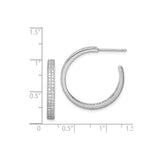 Sterling Silver Hoop Earrings with Triple Row Round Cut Cubic Zirconia Pavé Setting