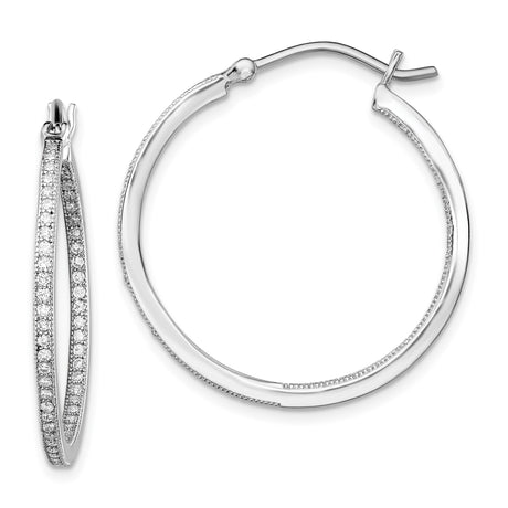 Sterling Silver Hoop Earrings with Cubic Zirconia, Double Hoop Design, Modern Style for Women