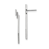 Sterling Silver Drop Earrings with Cubic Zirconia, Vertical Bar Design, Minimalist Modern Style