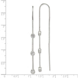 Sterling Silver Threader Earrings with Cubic Zirconia, Box Chain, Minimalist Dangle Style