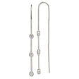 Sterling Silver Threader Earrings with Cubic Zirconia, Box Chain, Minimalist Dangle Style