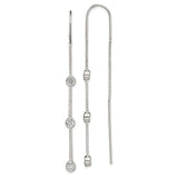 Sterling Silver Threader Earrings with Cubic Zirconia, Box Chain, Minimalist Dangle Style