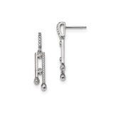 Sterling Silver Drop Earrings with Cubic Zirconia, Music Note Design for Women