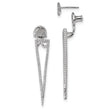 Sterling Silver Drop Earrings with Cubic Zirconia, Geometric Triangular Design for Women