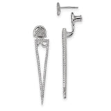 Sterling Silver Drop Earrings with Cubic Zirconia, Geometric Triangular Design for Women