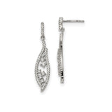 Sterling Silver Dangle Earrings, Cubic Zirconia, Marquise Openwork Design, Feminine Sparkle Flair