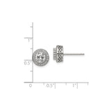 Sterling Silver Halo Stud Earrings with Round Cut Cubic Zirconia and Filigree Detail