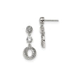 Sterling Silver Drop Earrings with Cubic Zirconia Pavé Circle Design, Modern Dangle Style