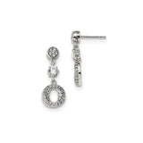 Sterling Silver Drop Earrings with Cubic Zirconia Pavé Circle Design, Modern Dangle Style