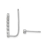 Sterling Silver Ear Climber Earrings with Bezel Set Cubic Zirconia, Modern Minimalist Design