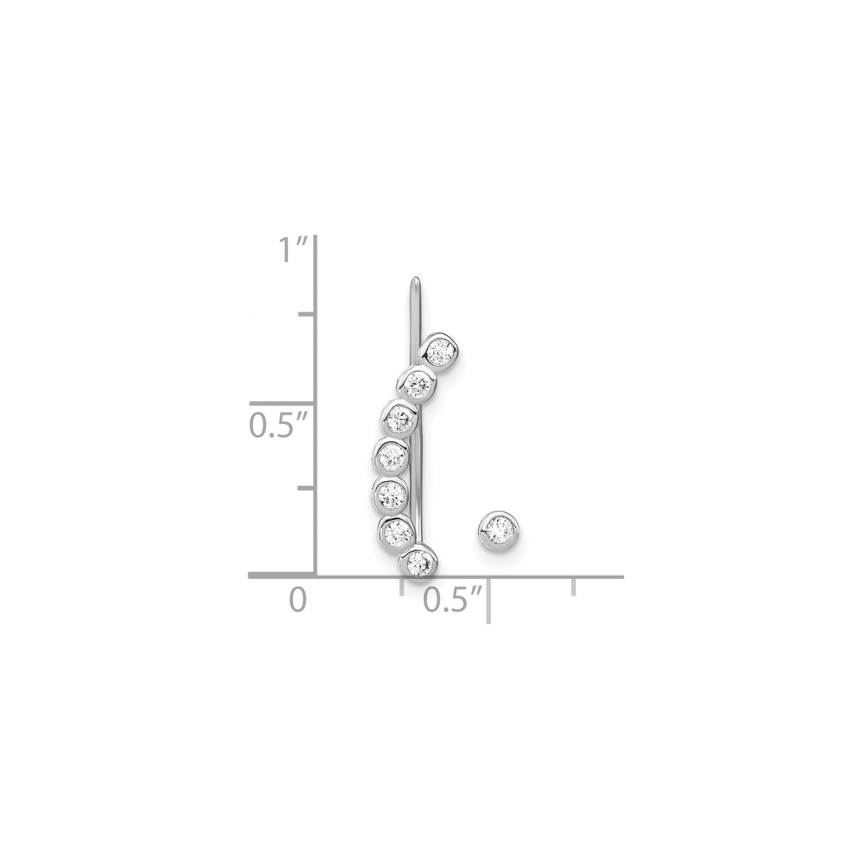 Sterling Silver Ear Climber Earrings with Bezel Set Cubic Zirconia, Modern Minimalist Design