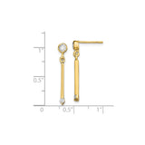 Sterling Silver Dangle Earrings with Cubic Zirconia, Vertical Bar Minimalist Style for Women