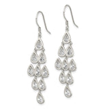 Sterling Silver Chandelier Dangle Earrings with Teardrop Cubic Zirconia Stones, Formal Jewelry for Women