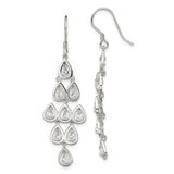 Sterling Silver Chandelier Dangle Earrings with Teardrop Cubic Zirconia Stones, Formal Jewelry for Women