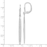 Sterling Silver Drop Earrings with Cubic Zirconia, Tapered Bar Design, Leverback Closure