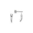 Sterling Silver Dangle Earrings with Cubic Zirconia, Horn Charm, Modern Geometric Style