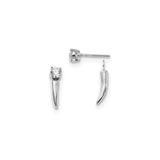 Sterling Silver Dangle Earrings with Cubic Zirconia, Horn Charm, Modern Geometric Style