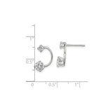 Sterling Silver Stud Earrings with Cubic Zirconia, Open Curve Bypass Design