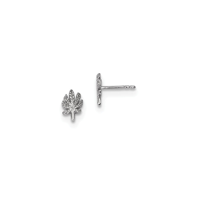 Sterling Silver Cannabis Leaf Stud Earrings, Marijuana Design, Boho Style for Women and Unisex