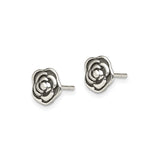 Sterling Silver Rose Stud Earrings with Detailed Bloom Design, Feminine Floral Style for Women