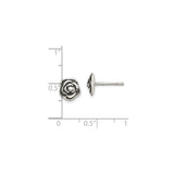 Sterling Silver Rose Stud Earrings with Detailed Bloom Design, Feminine Floral Style for Women