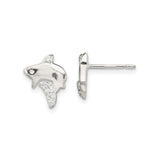 Sterling Silver Orca Whale Stud Earrings with Cubic Zirconia, Ocean Animal Theme