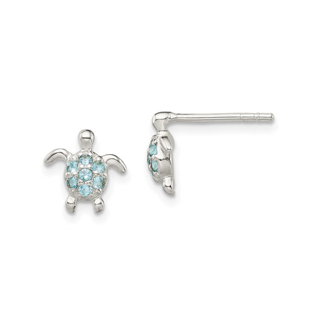 Sterling Silver Turtle Stud Earrings for Women with Blue Gemstone Accents, Ocean Inspired Animal Jewelry, Marine Life Symbolic Design, Delicate Sea Creature Studs, Nature Motif Coastal Style