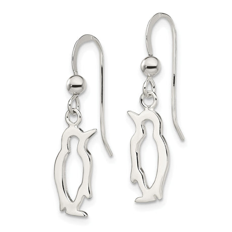 Sterling Silver Penguin Dangle Earrings with Whimsical Cutout Animal Design