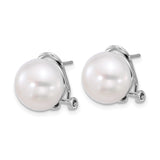 Sterling Silver Stud Earrings with White Cultured Pearls, Minimalist Formal Style for Women
