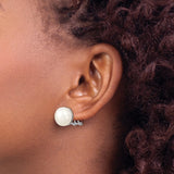 Sterling Silver Stud Earrings with White Cultured Pearls, Minimalist Formal Style for Women