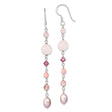 Sterling Silver Dangle Earrings with Pink Freshwater Pearls and Rose Quartz Beads