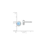 Sterling Silver Stud Earrings with Bezel Set Created Blue Opal, Minimalist Round Design