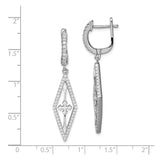 Sterling Silver Cross Dangle Earrings with Cubic Zirconia, Cutout Faith-Inspired Design