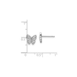 Sterling Silver Butterfly Pavé Stud Earrings with Cubic Zirconia, Nature-Inspired Design for Women