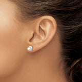 Sterling Silver Stud Earrings with Simulated Pearl, Love Knot Design
