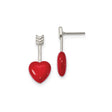 Sterling Silver Heart and Arrow Stud Earrings with Red Enamel Design for Women and Girls