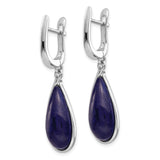Sterling Silver Teardrop Dangle Earrings with Natural Lapis Lazuli Stones, Modern Lightweight Design