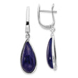 Sterling Silver Teardrop Dangle Earrings with Natural Lapis Lazuli Stones, Modern Lightweight Design