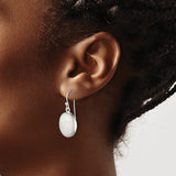 Sterling Silver Drop Earrings with White Jade, Bezel Set Minimalist Design