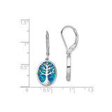 Sterling Silver Dangle Earrings with Created Opal, Tree of Life Design, Nature Inspired