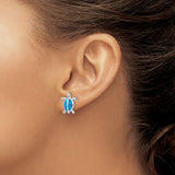 Sterling Silver Turtle Stud Earrings With Blue Opal Inlay