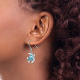 Sterling Silver Turtle Drop Earrings with Created Opal and Blue Enamel, Ocean Theme Jewelry for Women