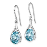 Sterling Silver Drop Earrings with Pear Shaped Sky Blue Topaz in Open Teardrop Design
