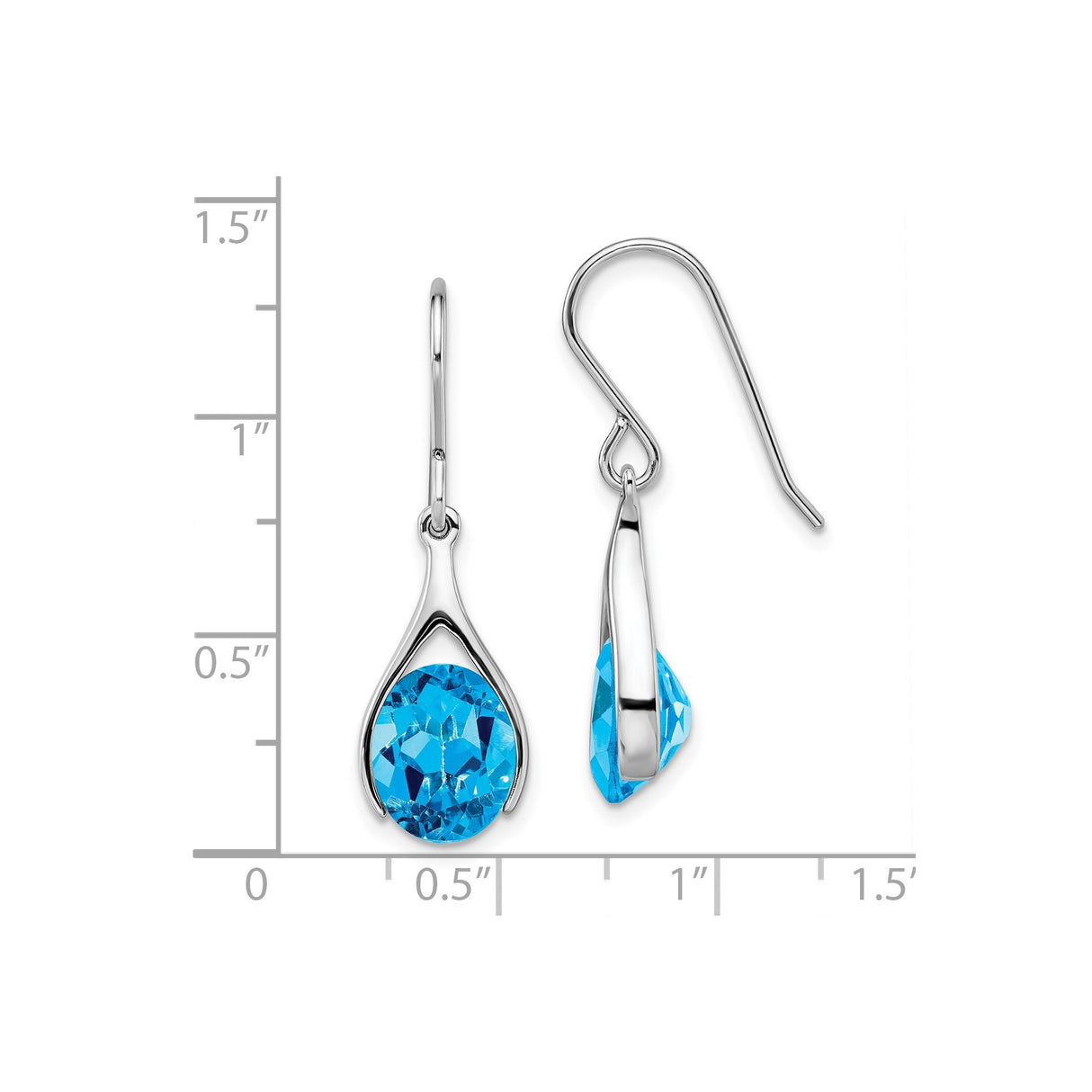 Sterling Silver Drop Earrings with Pear Shaped Sky Blue Topaz in Open Teardrop Design