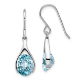 Sterling Silver Drop Earrings with Pear Shaped Sky Blue Topaz in Open Teardrop Design