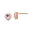 Sterling Silver Heart Stud Earrings with Pink Cubic Zirconia and Crystal Accents