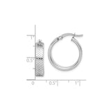 Sterling Silver Hoop Earrings with Textured Fish Scale Pattern and Polished Finish for Women