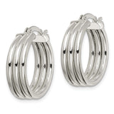 Sterling Silver Triple Hoop Earrings, Polished Layered Round Hoops, Modern Minimalist Design