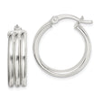 Sterling Silver Triple Hoop Earrings, Polished Layered Round Hoops, Modern Minimalist Design
